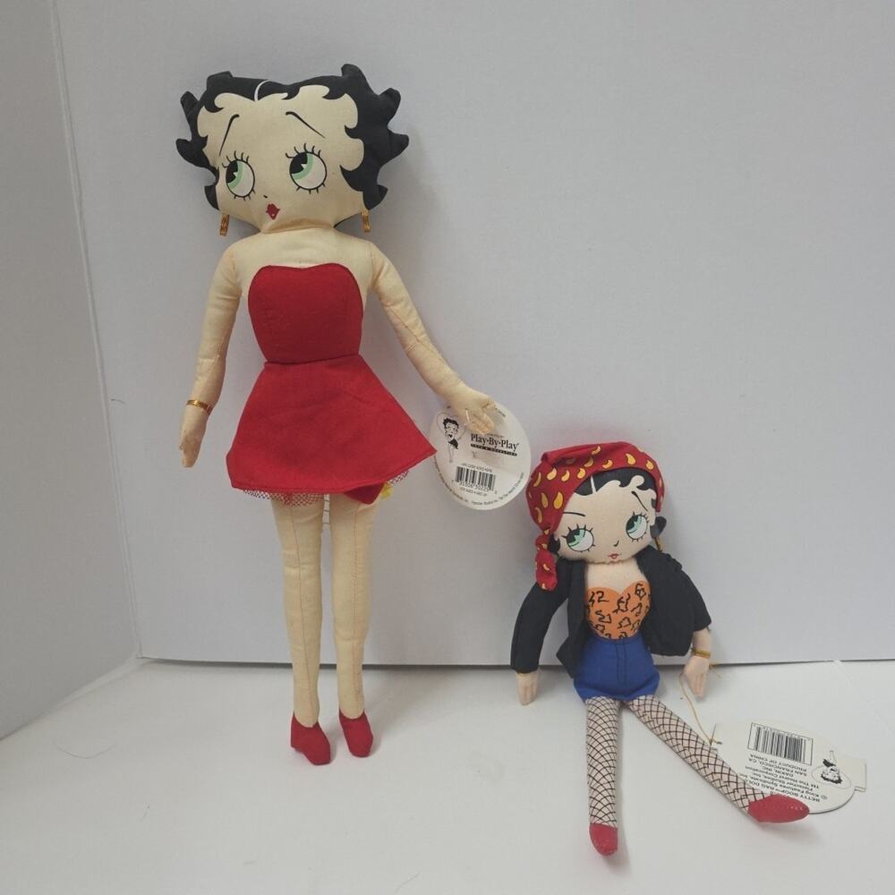 Lot of 2 Vintage Betty Boop Dolls 1980's + 1990's With Tags